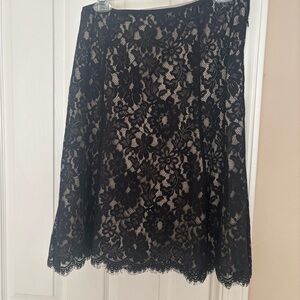 Ann Taylor Black Lace A-Line Skirt